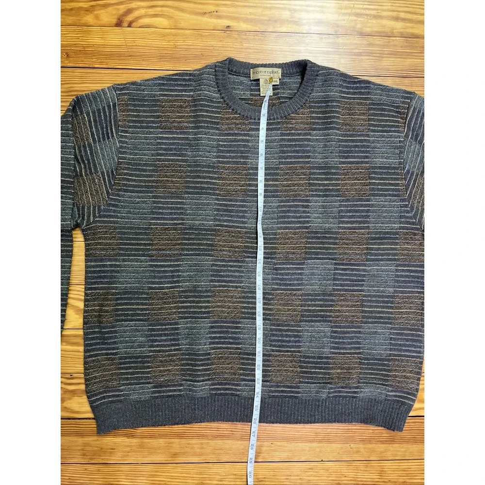 Vintage Tricots St‎ Raphael Mens Merino Wool Crewneck Sweater XXL Brown Green